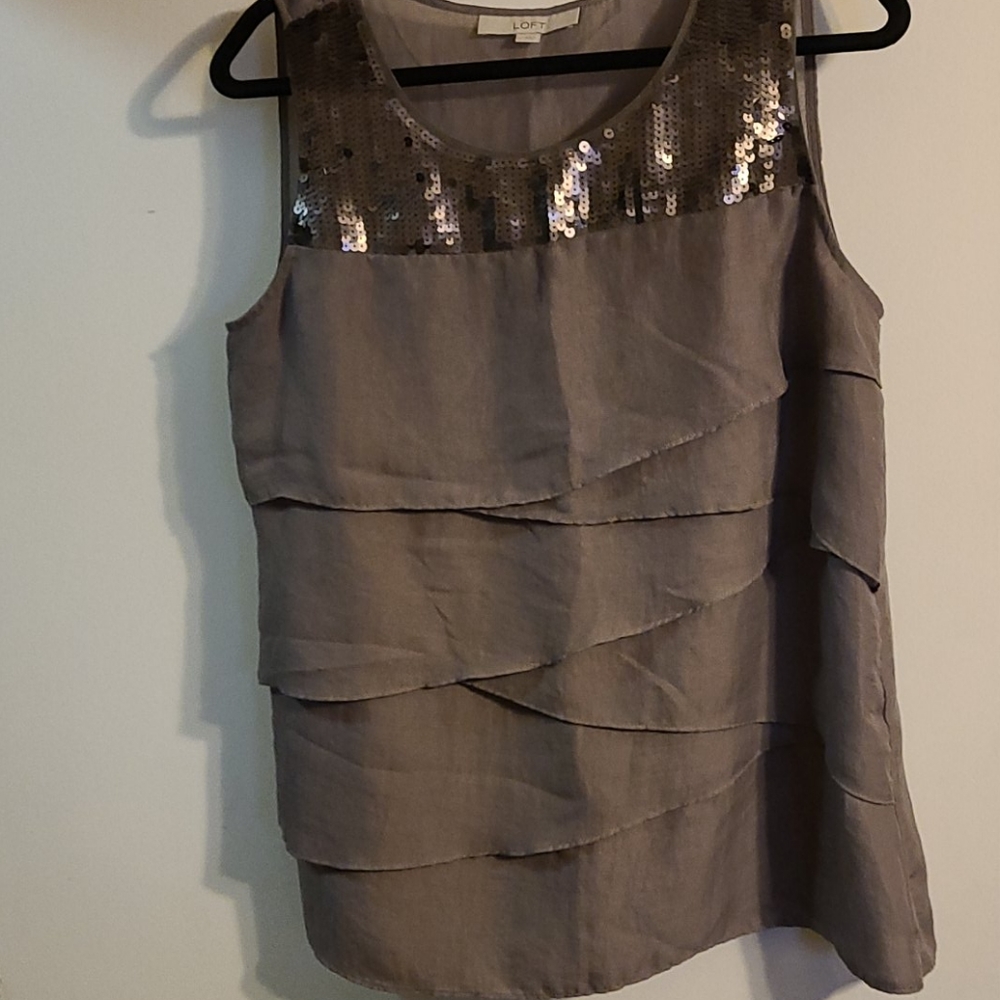 Loft dressy sequined ruffle tank